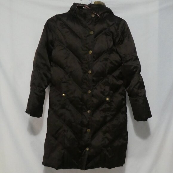 GAP | large (10) | Brown Quilted Hooded Puffer Coat | Removeable Hoodie | GUC - Picture 1 of 15